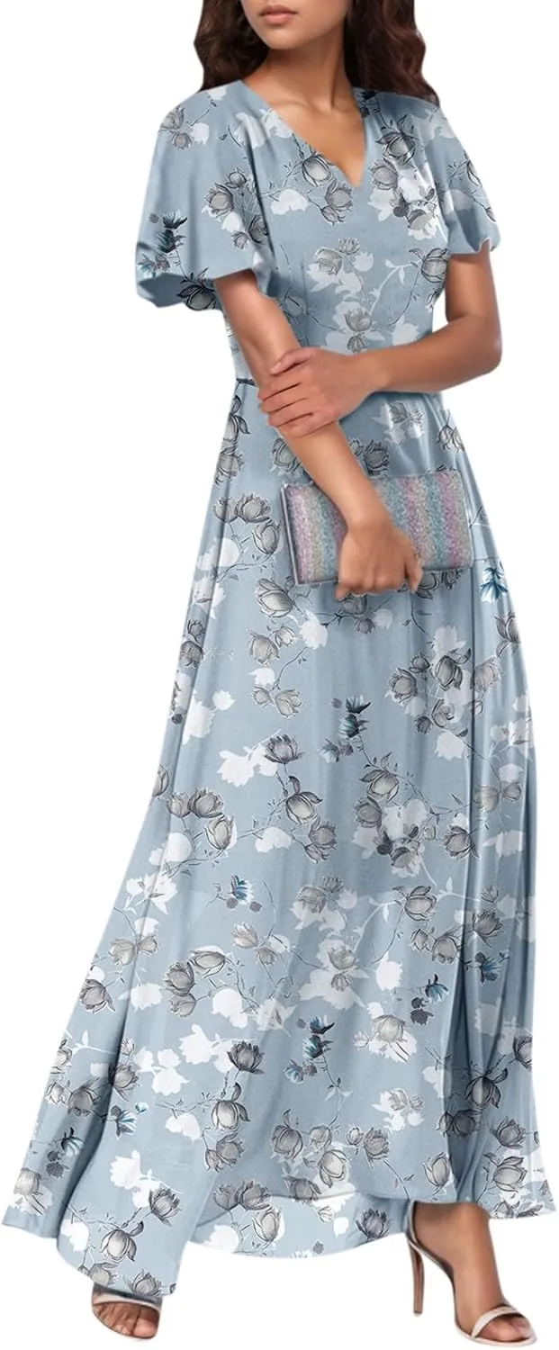 Easter Dress for Women Swing Flowy Ruffle Hem Swing Womens Dresses Chiffon Dress Summer Dresses