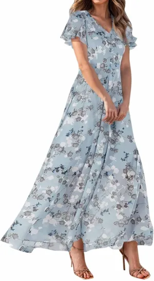 Easter Dress for Women Swing Flowy Ruffle Hem Swing Womens Dresses Chiffon Dress Summer Dresses