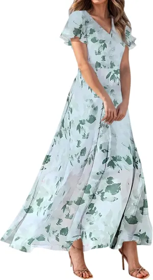 Easter Dress for Women Swing Flowy Ruffle Hem Swing Womens Dresses Chiffon Dress Summer Dresses