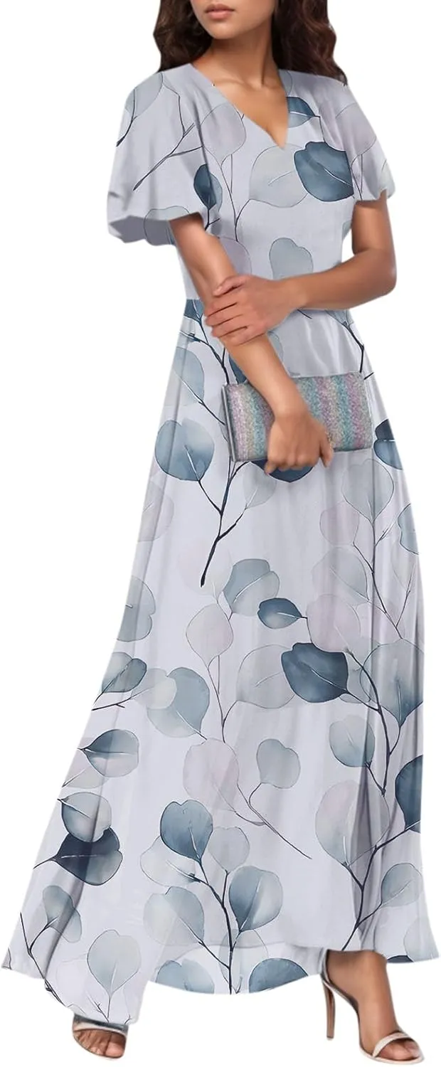 Easter Dress for Women Swing Flowy Ruffle Hem Swing Womens Dresses Chiffon Dress Summer Dresses