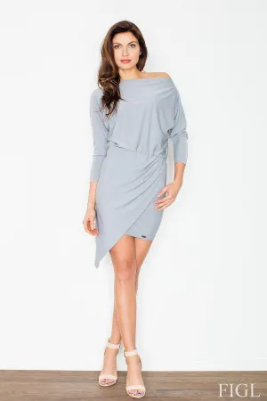 Elegant Asymmetrical Knit Dress with Draped Design and Flattering Fit