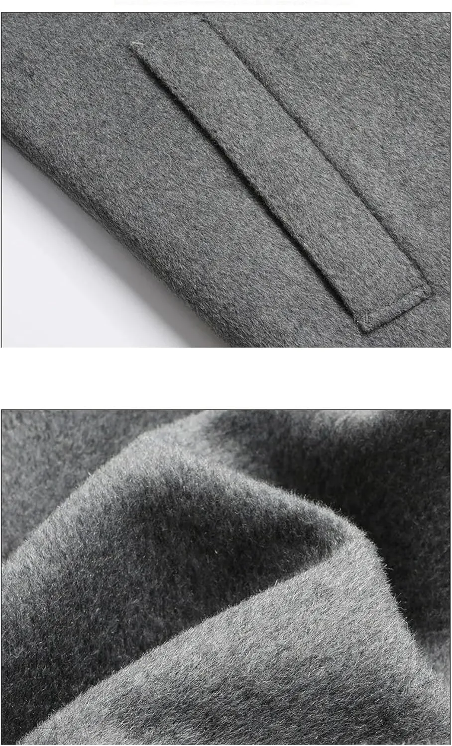 ERFMFKL Men's Wool Blend Coat Slim Fit Top Coats Double-Breasted Padded Cotton Woolen Business Overcoat