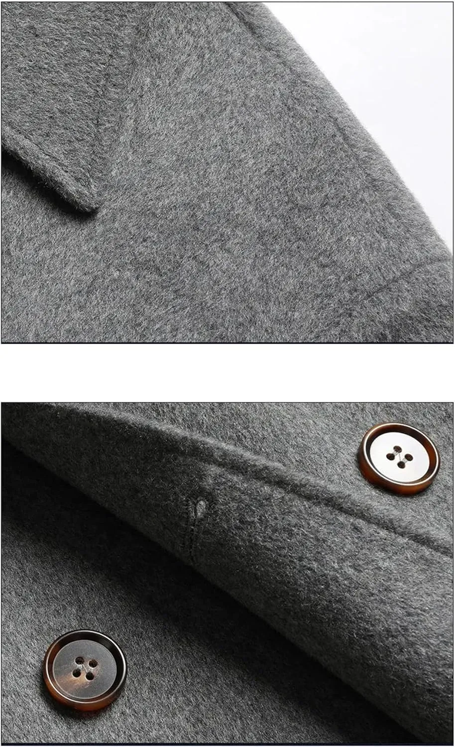 ERFMFKL Men's Wool Blend Coat Slim Fit Top Coats Double-Breasted Padded Cotton Woolen Business Overcoat