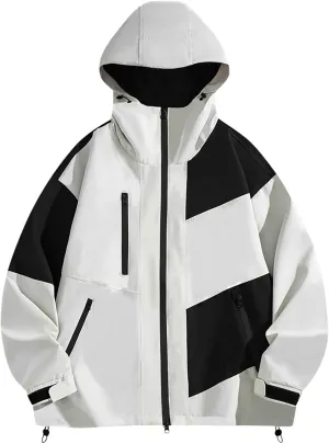 Finelylove Men's Rain Jacket Waterproof Gore Tex Hooded Hiking Windbreaker Outdoor Performance Softshell Jacket