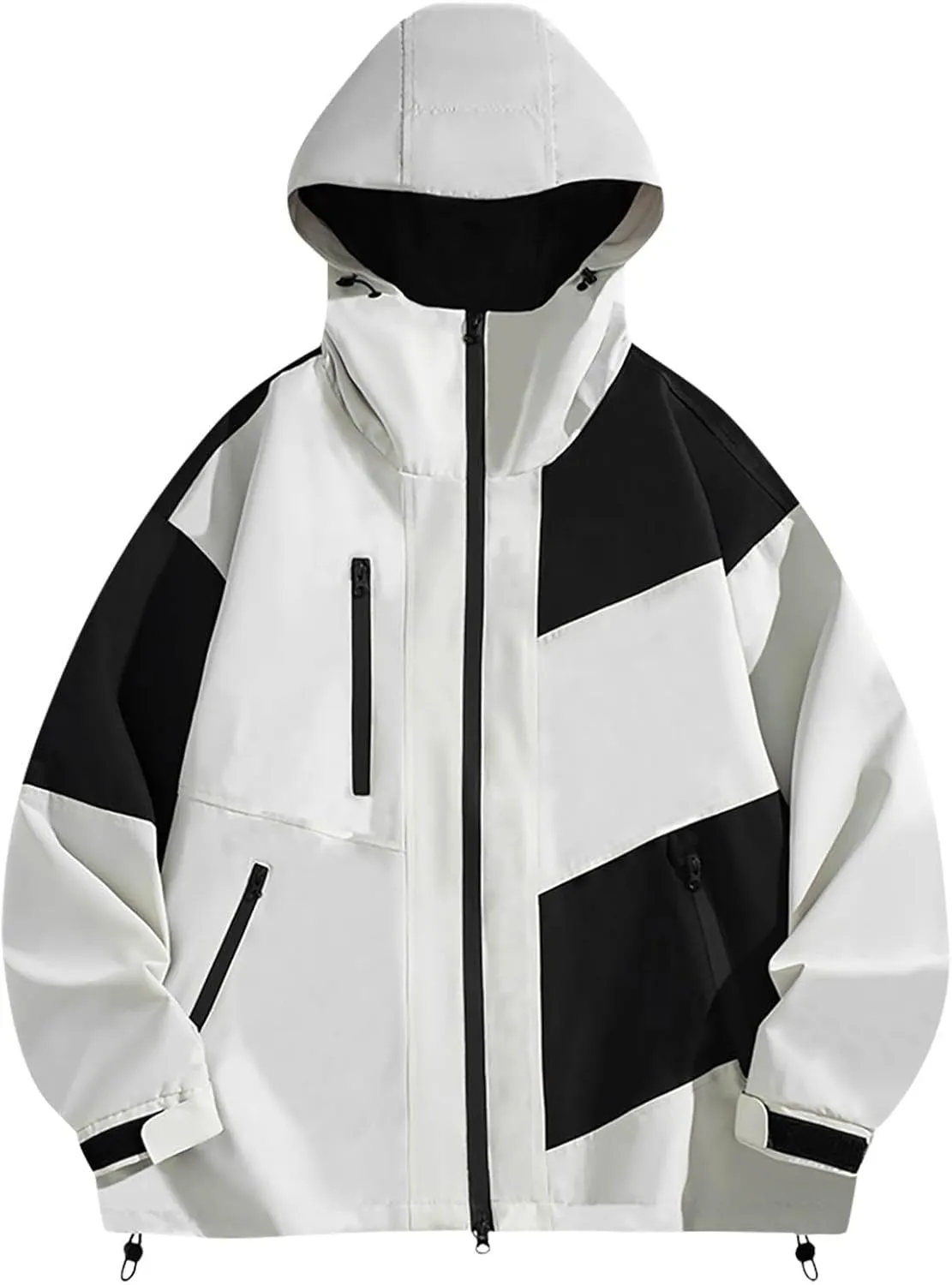 Finelylove Men's Rain Jacket Waterproof Gore Tex Hooded Hiking Windbreaker Outdoor Performance Softshell Jacket