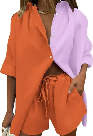 Fixmatti Women 2 Piece Outfit Summer Short Sleeve Top and Shorts Sweatsuit Set