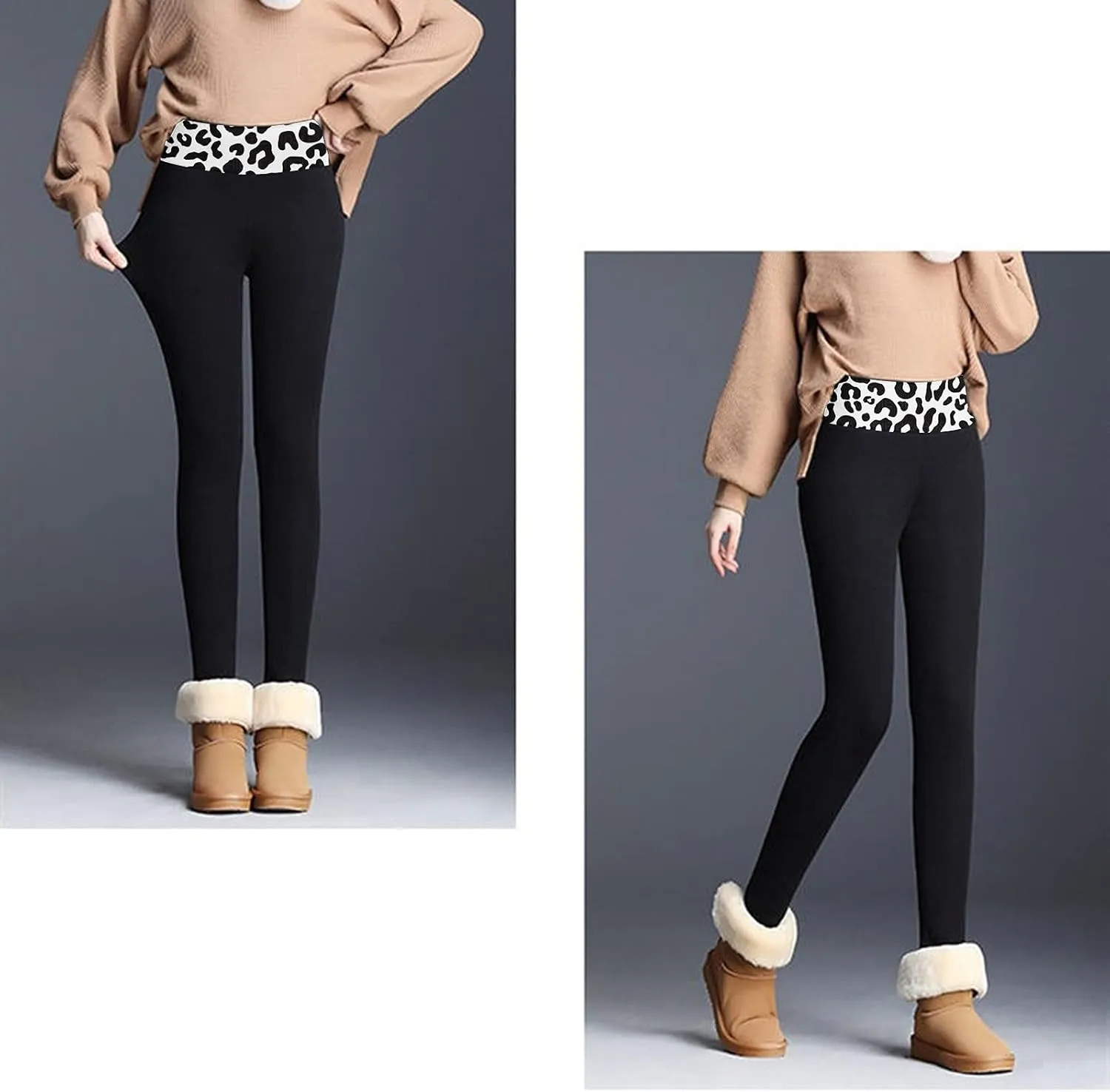 Fleece Lined Leggings Women Warm Thermal Legging Winter Pants Cold Weather Thick Velvet Tights Comfy Sherpa Snow Pants