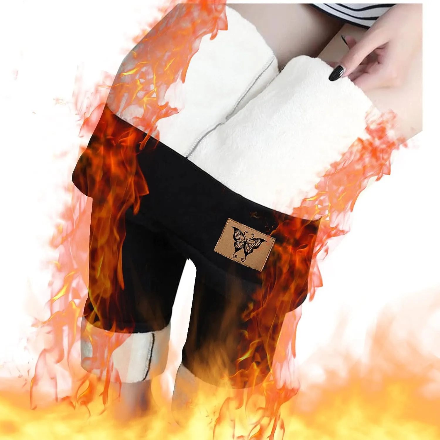 Fleece Lined Leggings Women Warm Thermal Legging Winter Pants Cold Weather Thick Velvet Tights Comfy Sherpa Snow Pants