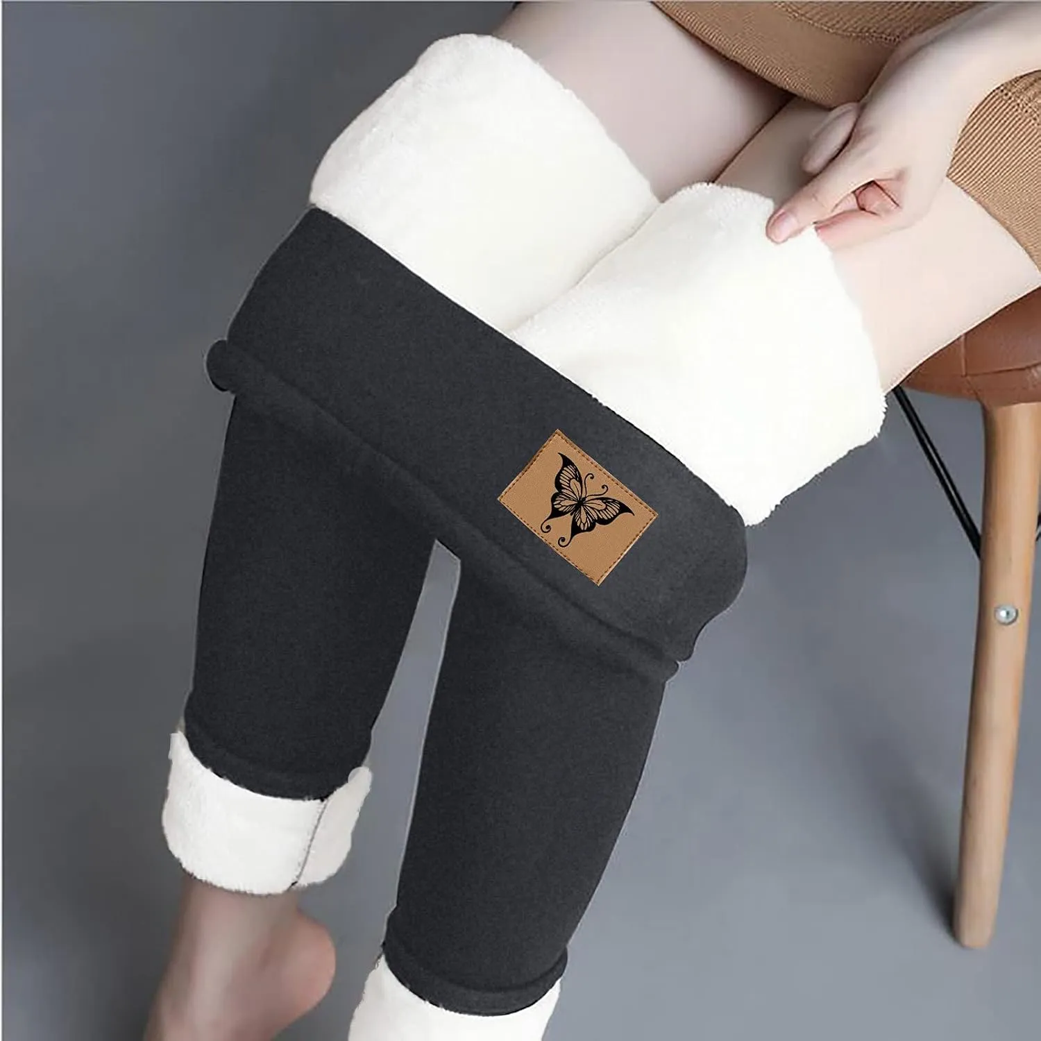 Fleece Lined Leggings Women Warm Thermal Legging Winter Pants Cold Weather Thick Velvet Tights Comfy Sherpa Snow Pants