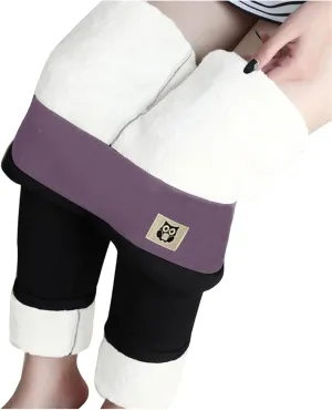 Fleece Lined Leggings Women Warm Thermal Legging Winter Pants Cold Weather Thick Velvet Tights Comfy Sherpa Snow Pants