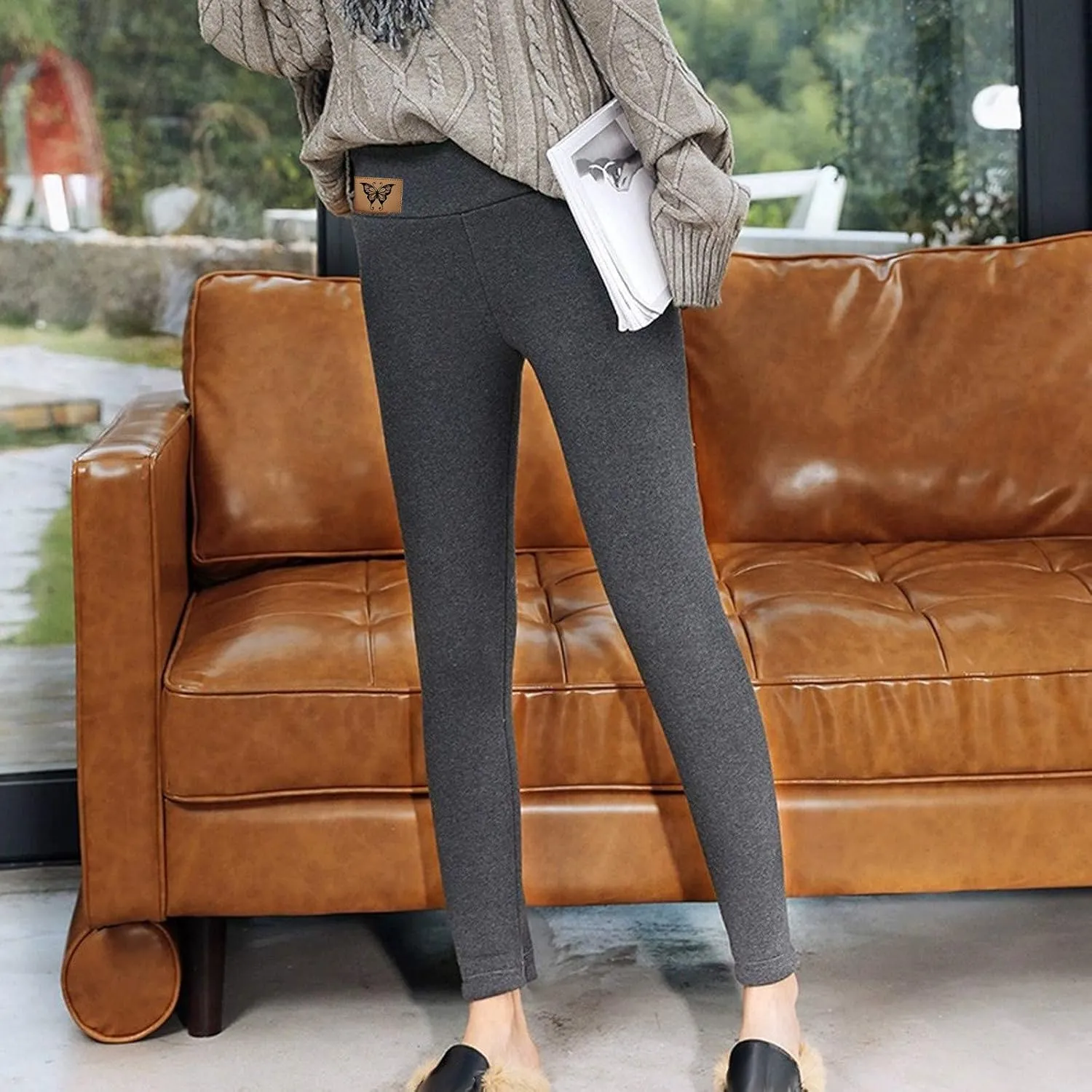Fleece Lined Leggings Women Warm Thermal Legging Winter Pants Cold Weather Thick Velvet Tights Comfy Sherpa Snow Pants