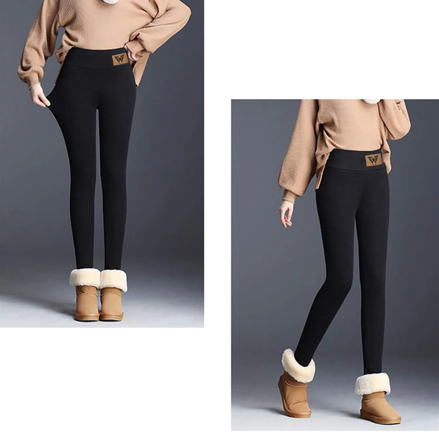 Fleece Lined Leggings Women Warm Thermal Legging Winter Pants Cold Weather Thick Velvet Tights Comfy Sherpa Snow Pants