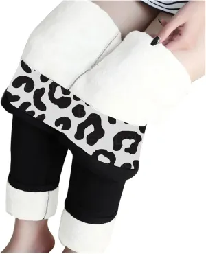 Fleece Lined Leggings Women Warm Thermal Legging Winter Pants Cold Weather Thick Velvet Tights Comfy Sherpa Snow Pants