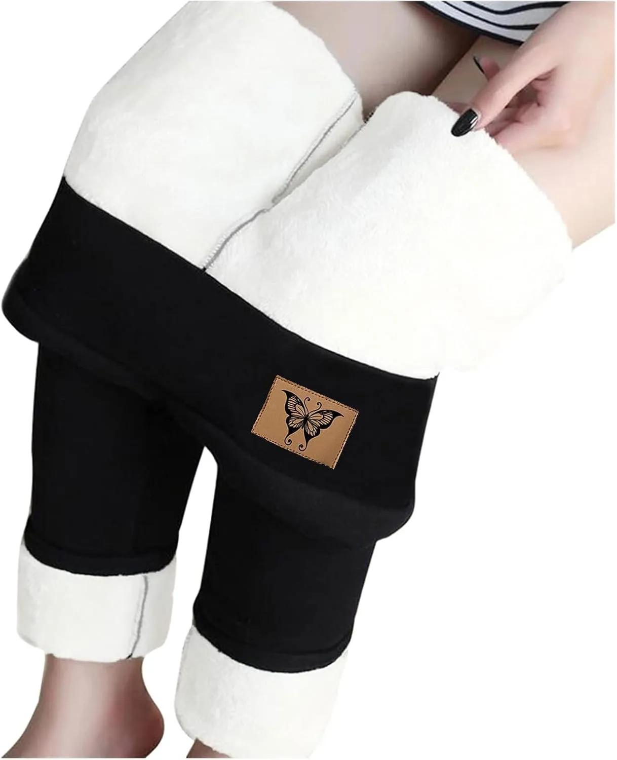Fleece Lined Leggings Women Warm Thermal Legging Winter Pants Cold Weather Thick Velvet Tights Comfy Sherpa Snow Pants