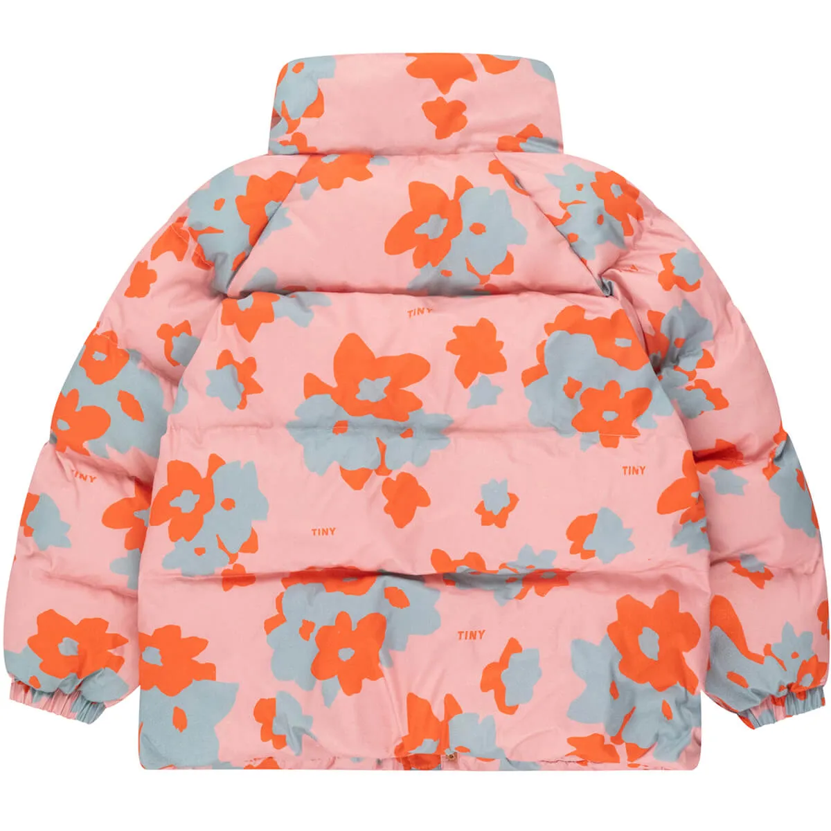 Flowers Short Padded Jacket in Peach by Tinycottons