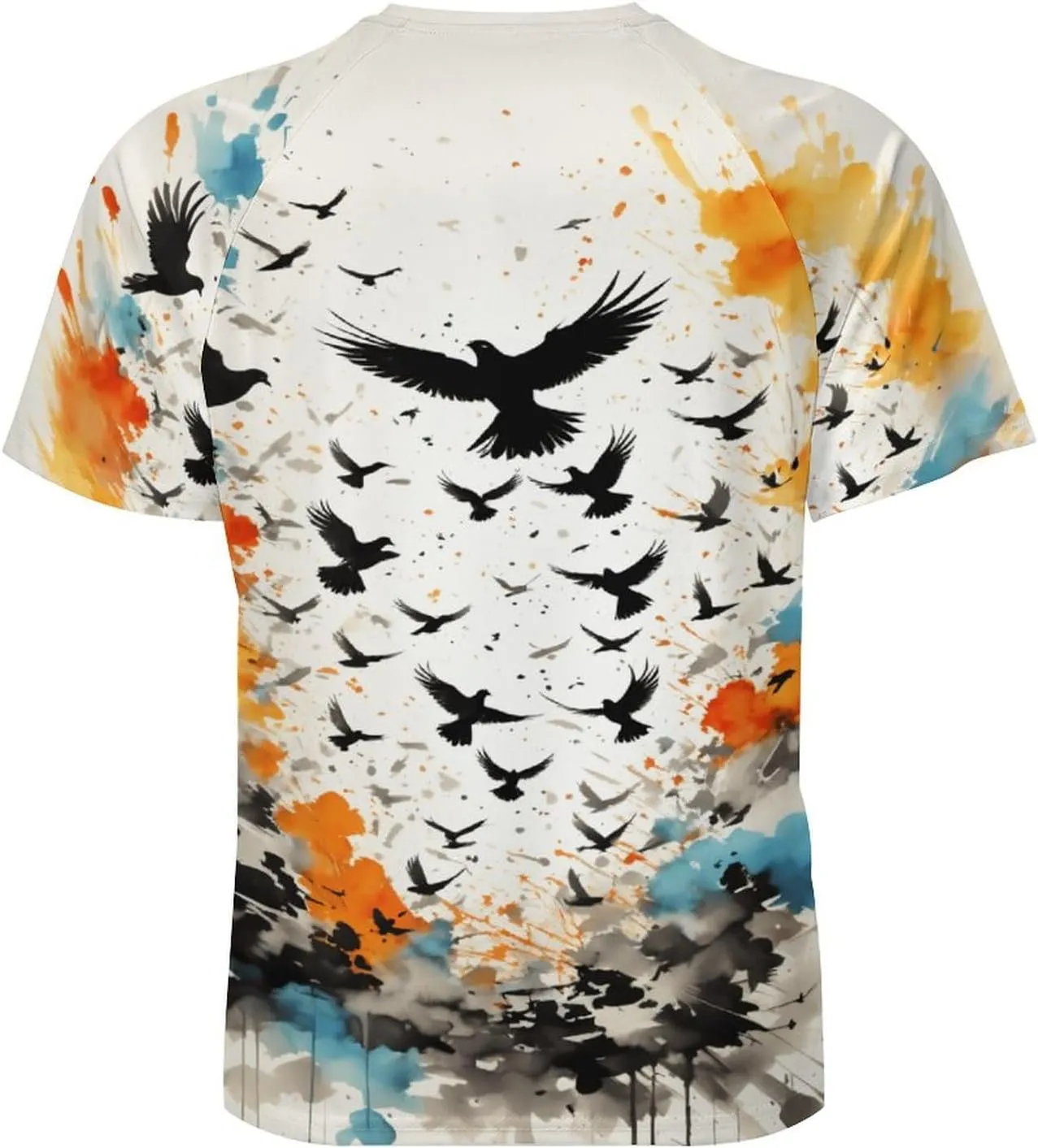 for Men Short Sleeve Shirts Bird Pattern V Neck Shirt Tshirt Casual Tops Pullover Quick Dry with Designs