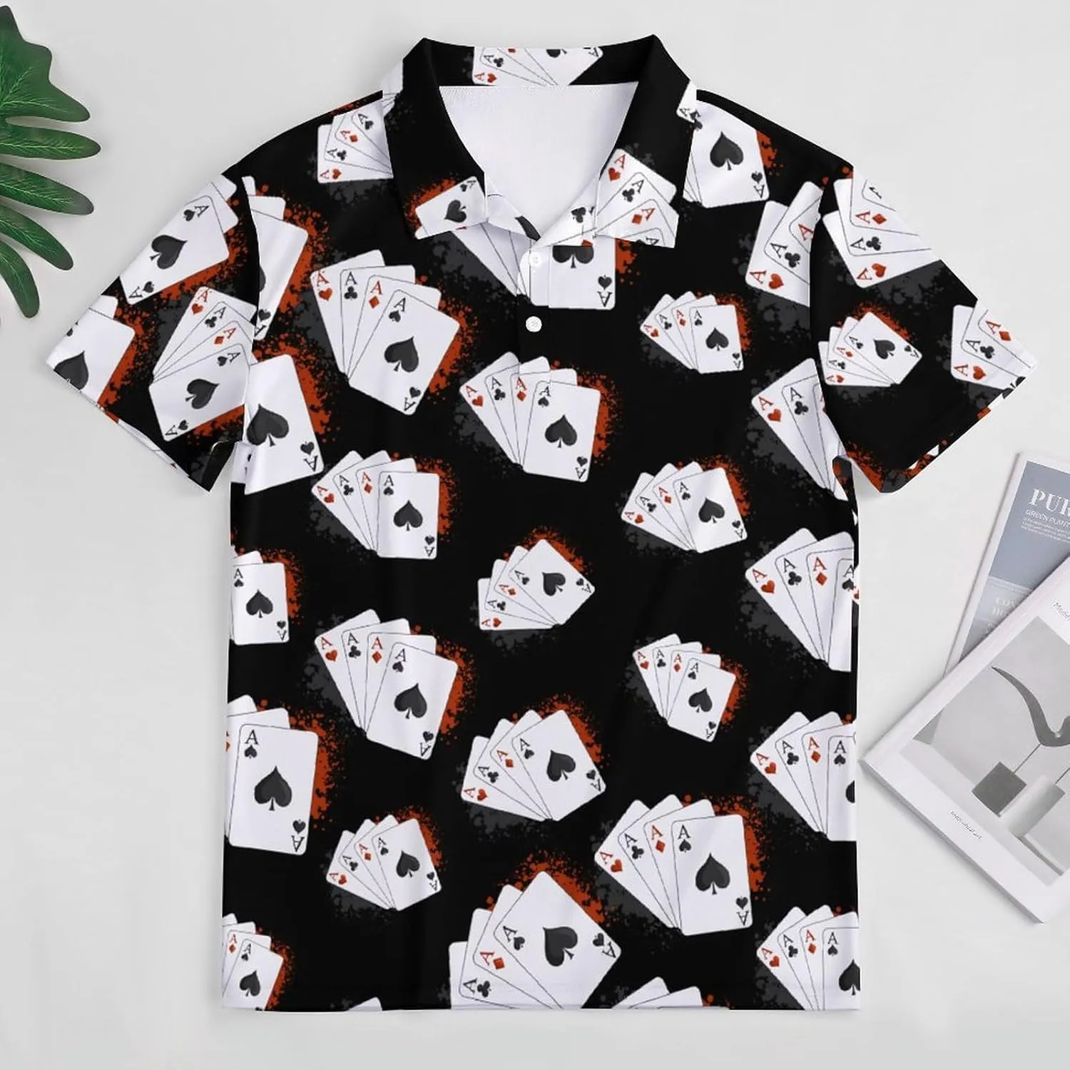 Four Aces Poker Playing Cards Women's Sport Shirt Short Sleeve Golf T-Shirt Tennis Quick Dry Casual Tops Print Work Shirt