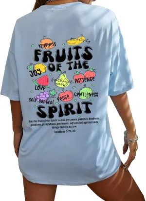Fruit of The Spirit Shirt Women Oversized Christian Bible Verse T-shirt