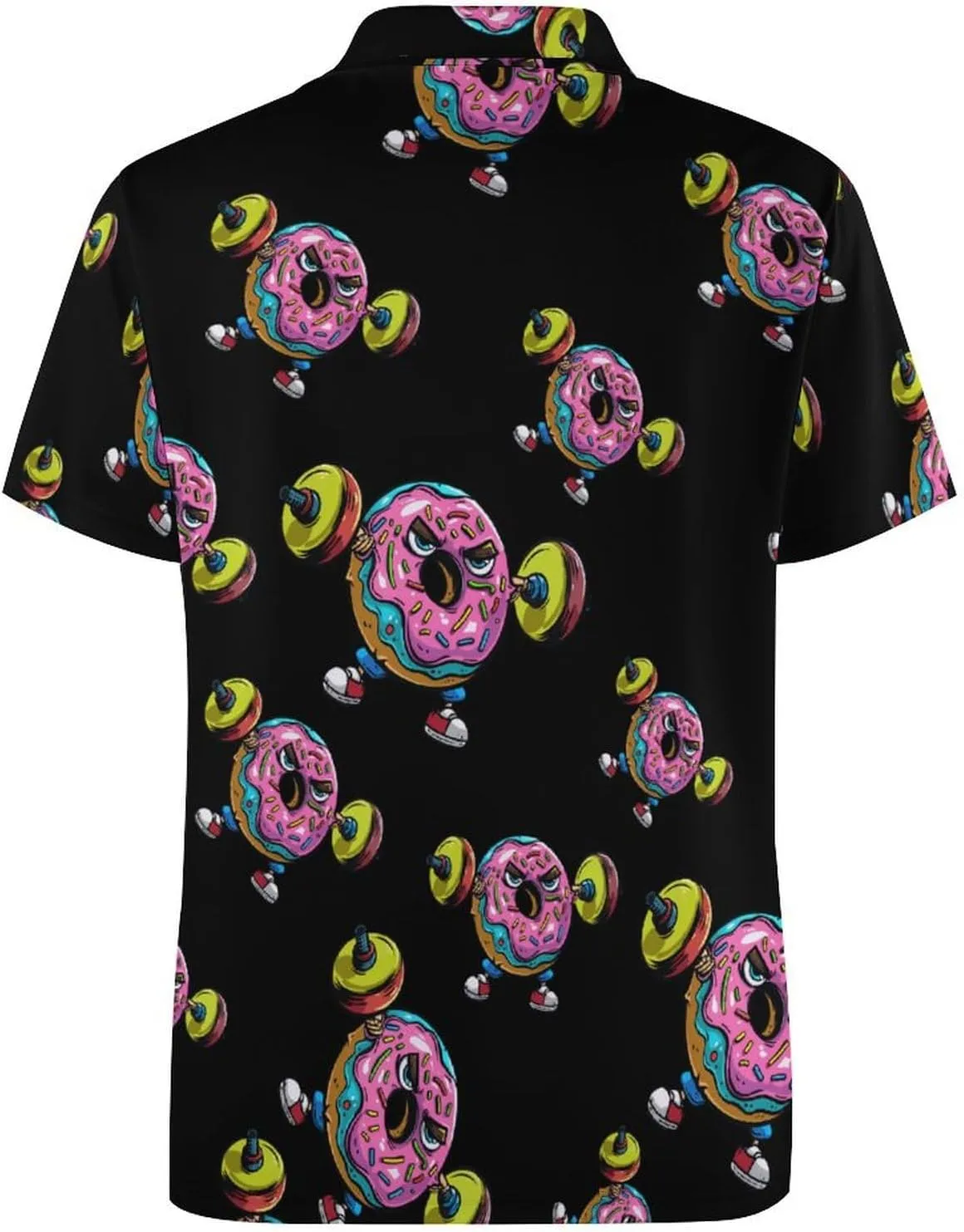 Funny Fitness Workout Gym Donut Polo Shirt for Men Collared Short Sleeve T Shirt Golf Shirt Slim Fit Tee Top