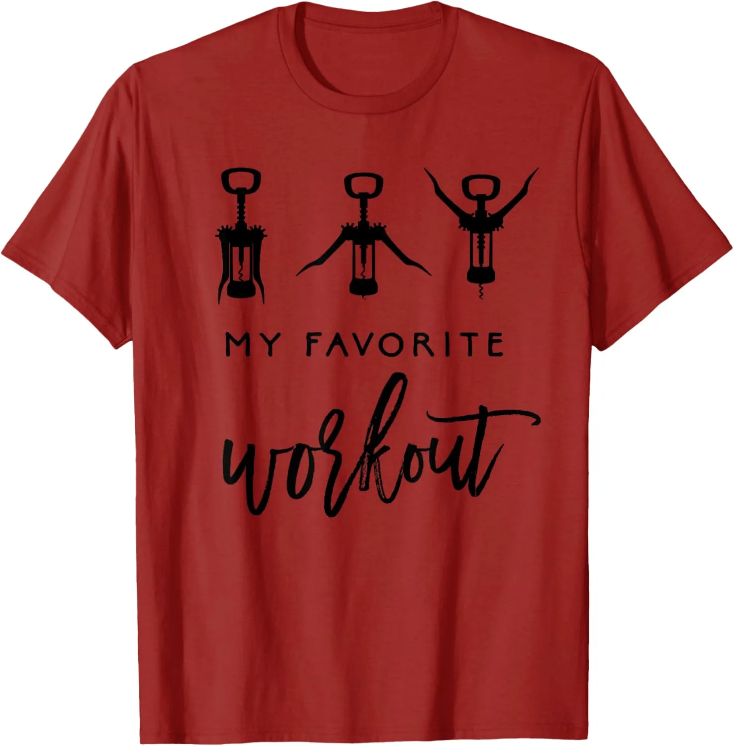 Funny Wine Shirt My Favorite Workout Womens Corkscrew Tee T-Shirt