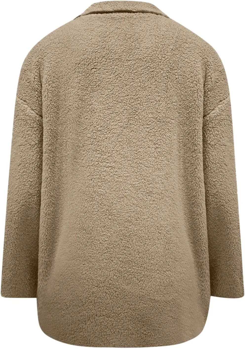 Fuzzy Fleece Jacket for Women Plus Size Button Down Lapel Sherpa Coats with Pocket Fluffy Winter Outerwear Warm Coat