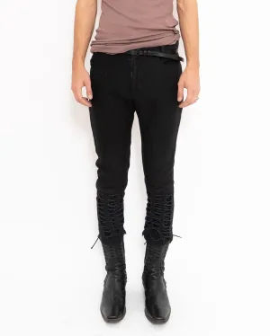 FW16 Black Wool Laced Trousers Sample