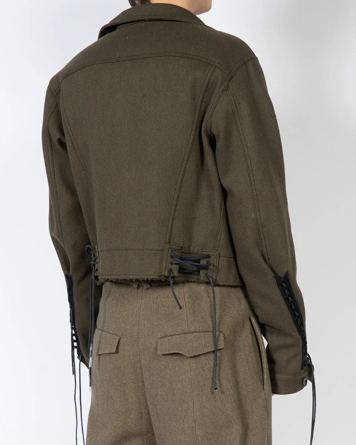 FW16 Khaki Wool Cropped Trucker Jacket Sample