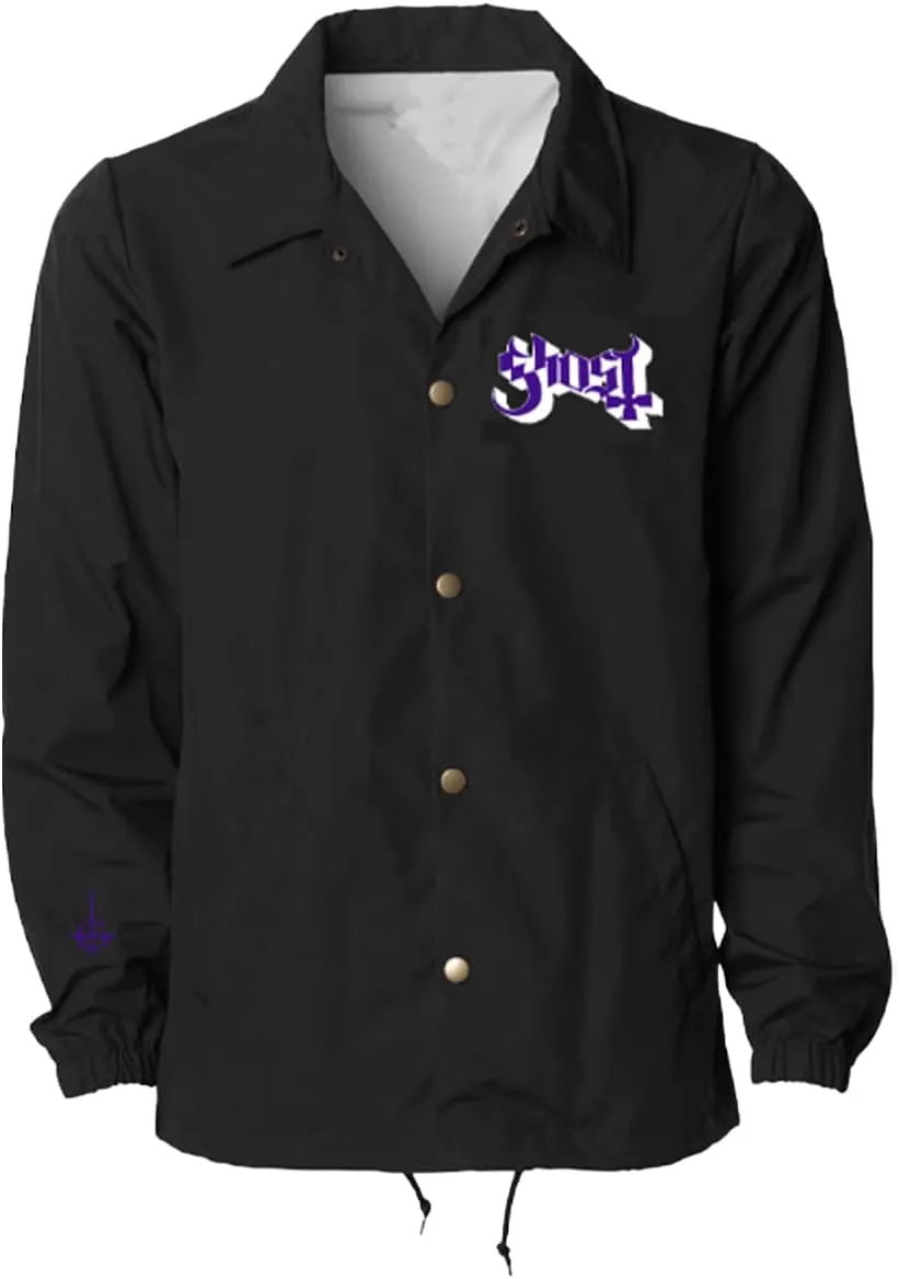 Ghost Road To Rome Coach Jacket, Windbreaker Water Resistant Jacket, Band Merchandise (Black)