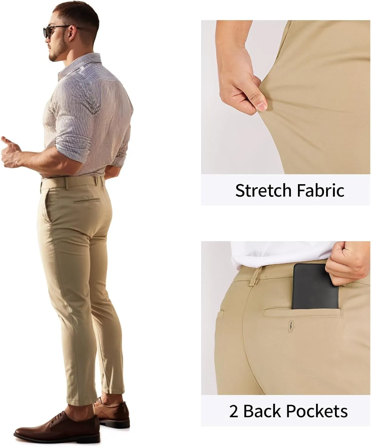 GINGTTO Mens Dress Pants Slim Fit Stretch Formal Pants for Men