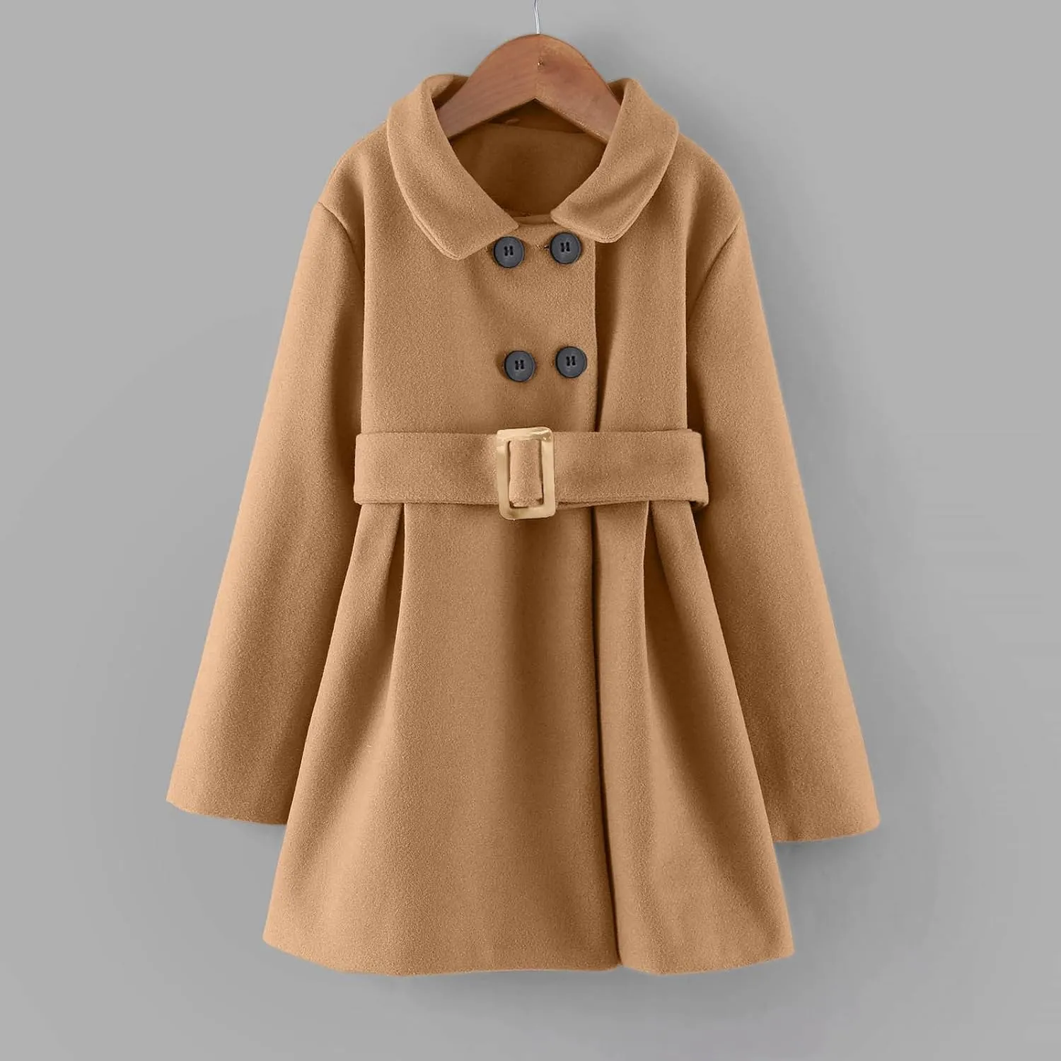 Girls Dress Coat Toddler Kids Winter Warm Jacket Long Sleeve Button Trench Coat Pocket Peacoat Outerwear