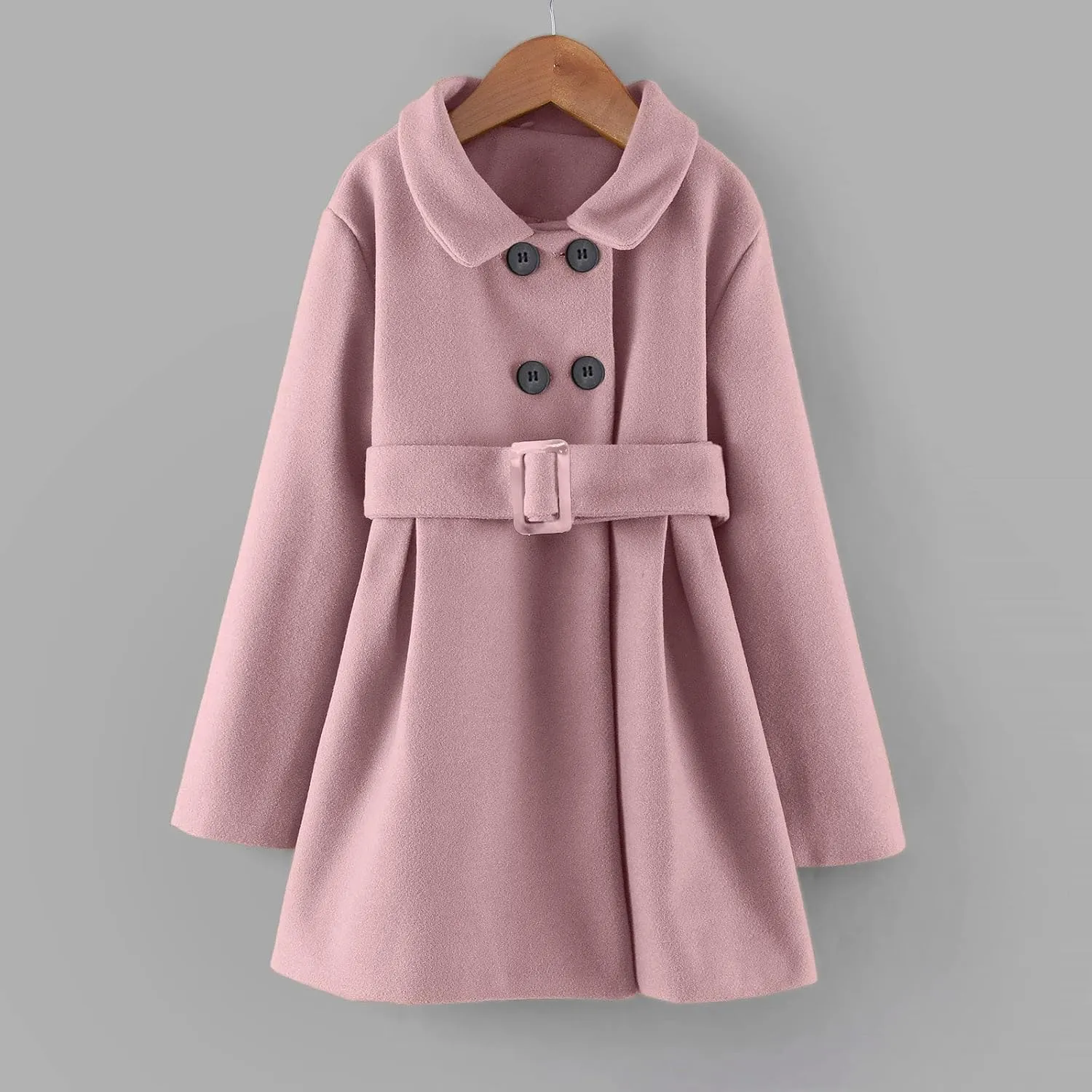Girls Dress Coat Toddler Kids Winter Warm Jacket Long Sleeve Button Trench Coat Pocket Peacoat Outerwear