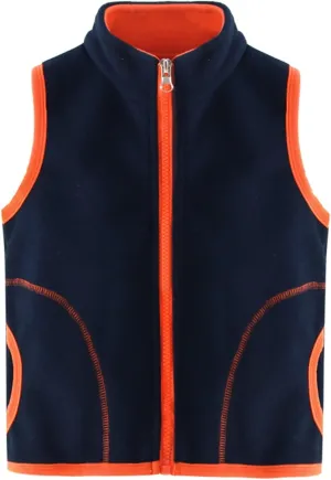 Girls' Full-Zip Polar Fleece Vest Jacket Kids Sleeveless Lightweight Outwear Windproof Coat Waistcoat with Pockets