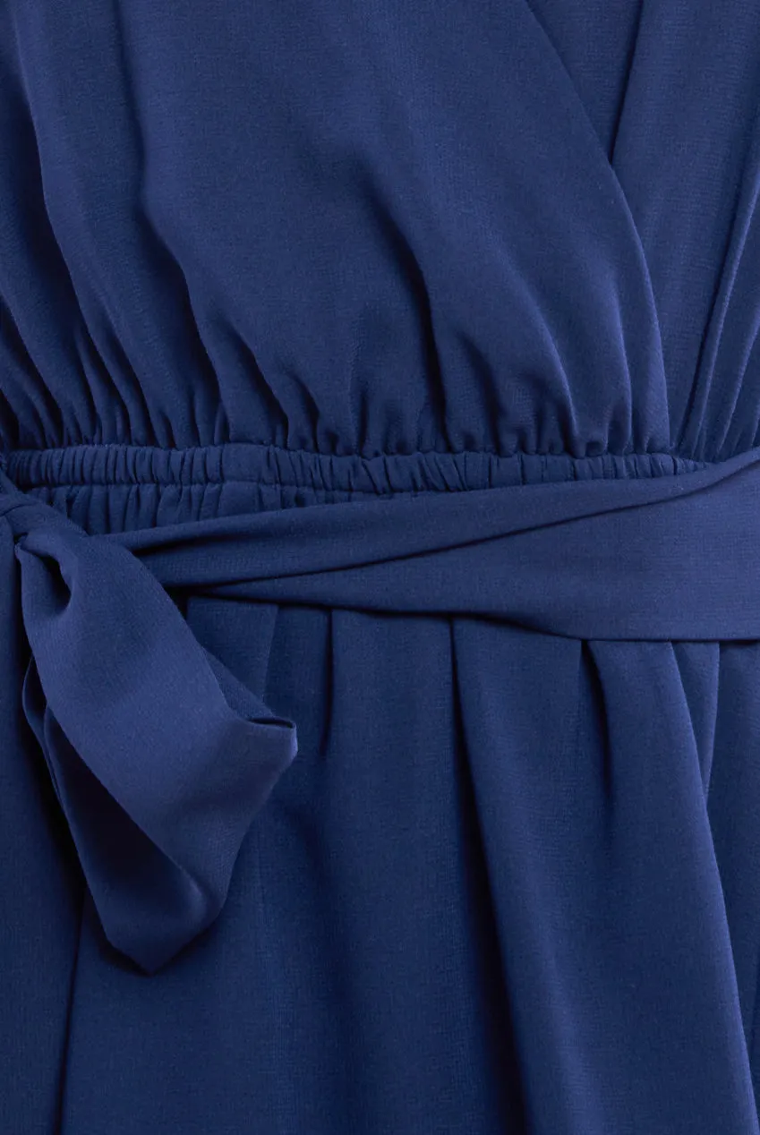 Goddiva Sustainable Flutter Sleeve Chiffon Wrap Midi Dress