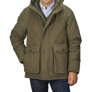 Green Waxed Cotton Down Padded Archive Jacket