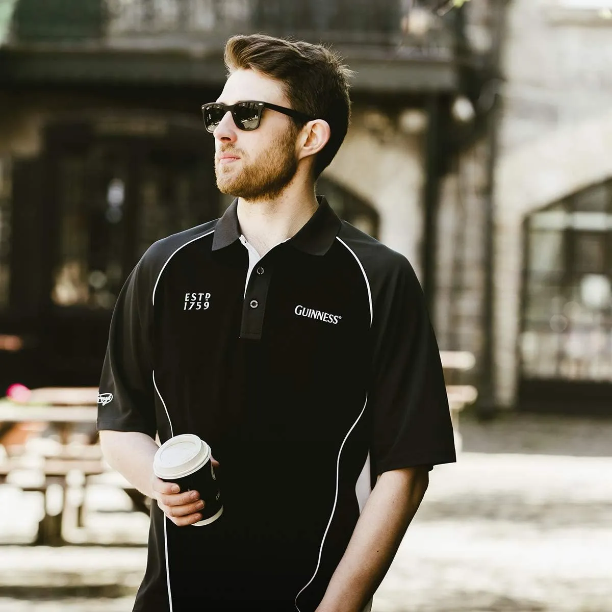 Guinness Performance Signature Golf Shirt Official Merchandise Polyester Paneled Sport Polo Shirt