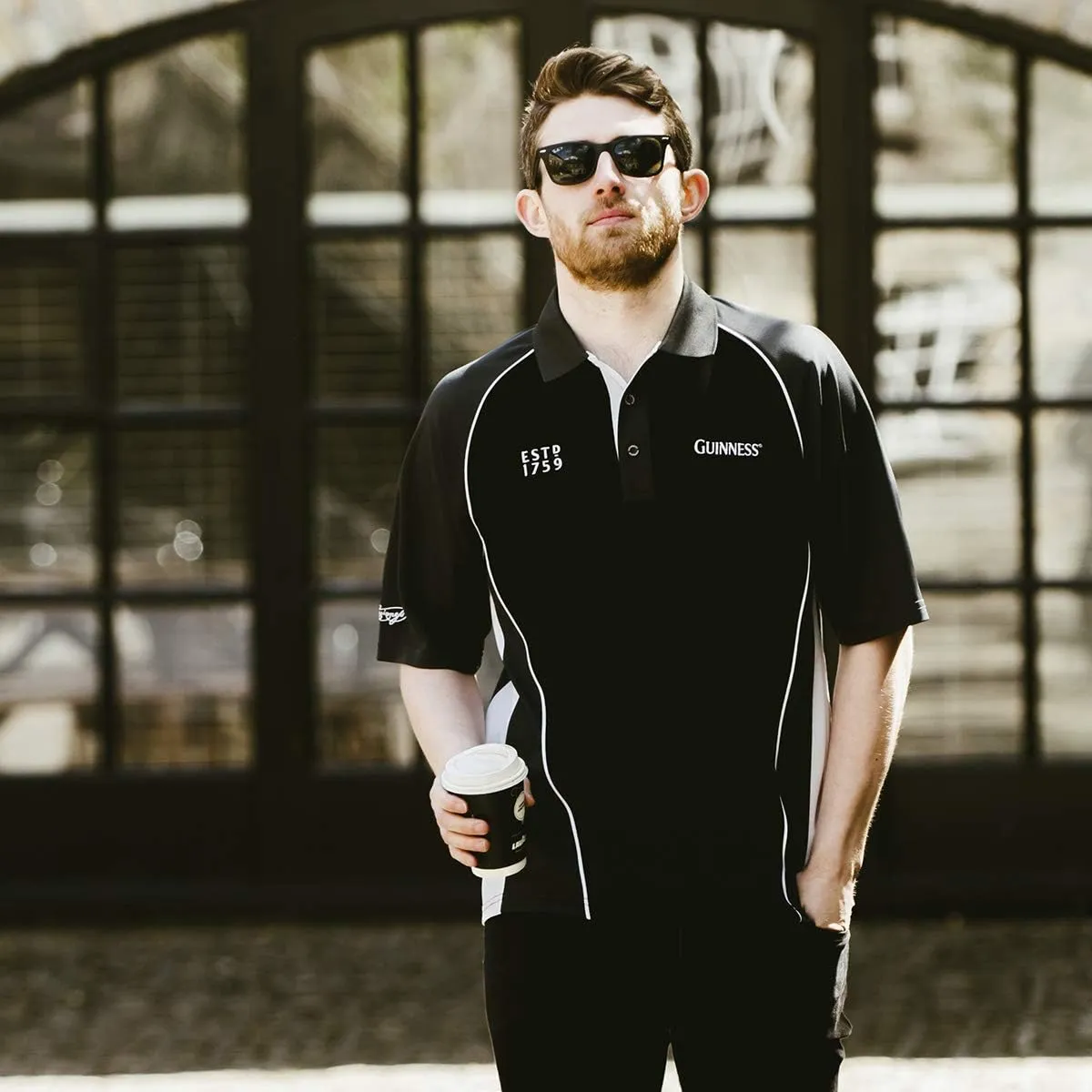 Guinness Performance Signature Golf Shirt Official Merchandise Polyester Paneled Sport Polo Shirt