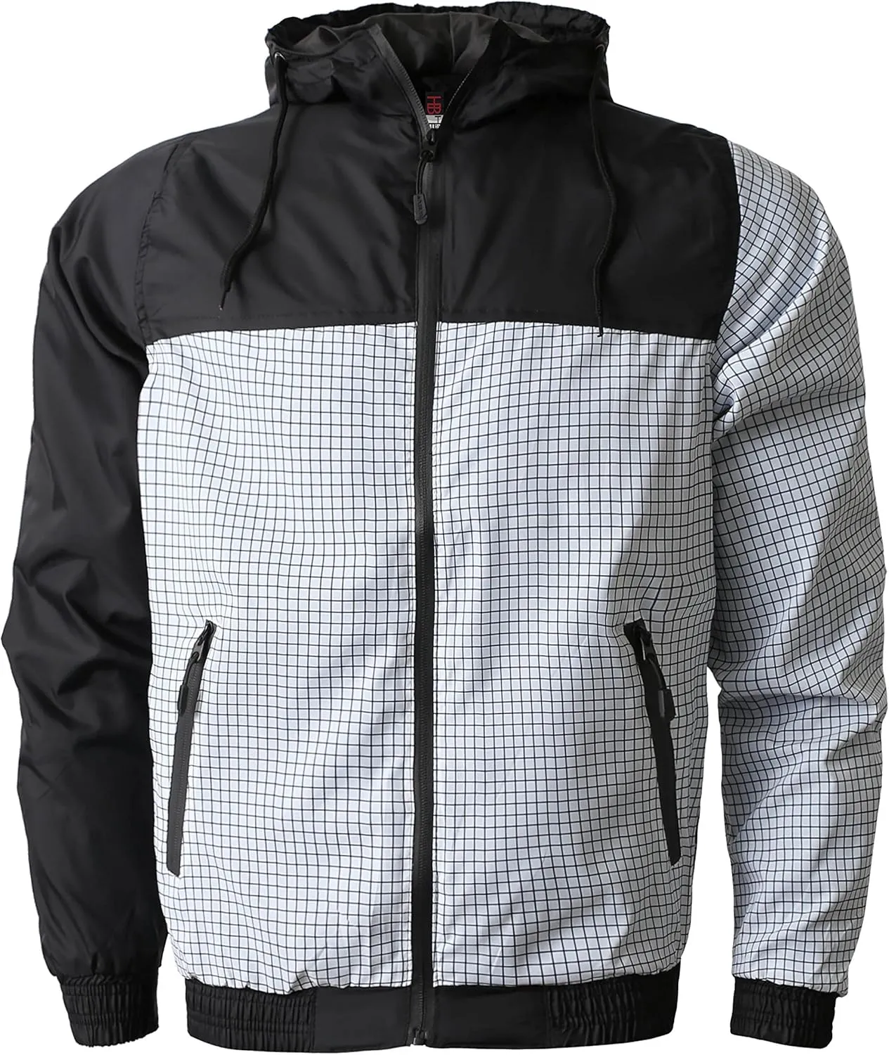 Hat and Beyond Mens Windbreaker Lightweight Two Tone Hooded Slim Fit Jacket