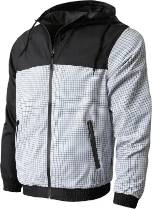 Hat and Beyond Mens Windbreaker Lightweight Two Tone Hooded Slim Fit Jacket