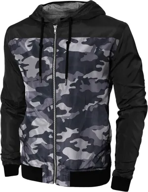 Hat and Beyond Mens Windbreaker Lightweight Two Tone Hooded Slim Fit Jacket