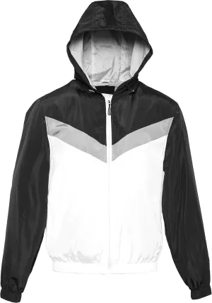 Hat and Beyond Mens Windbreaker Lightweight Two Tone Hooded Slim Fit Jacket