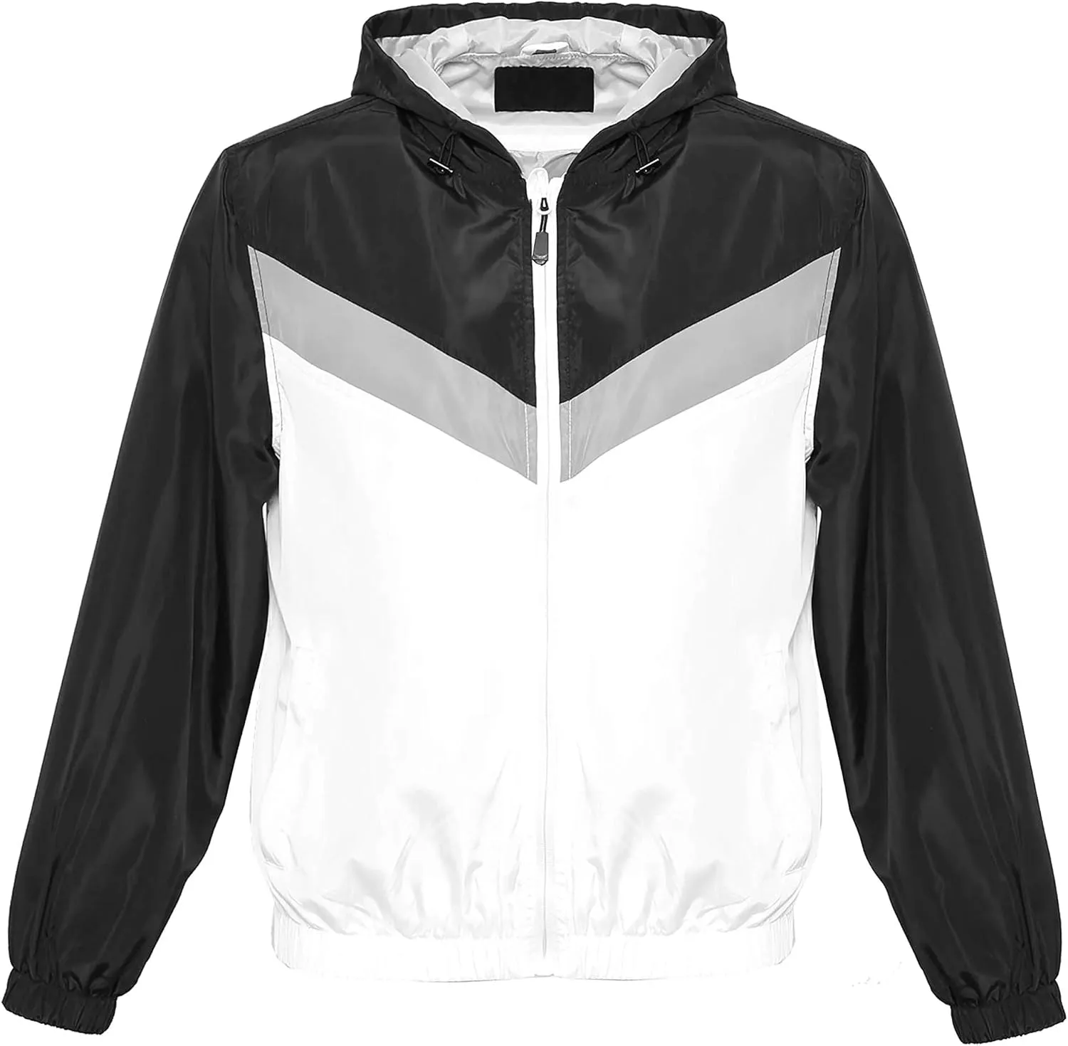 Hat and Beyond Mens Windbreaker Lightweight Two Tone Hooded Slim Fit Jacket