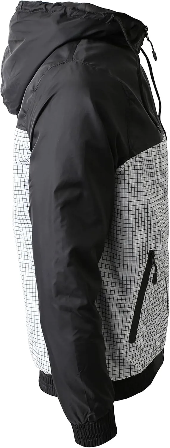 Hat and Beyond Mens Windbreaker Lightweight Two Tone Hooded Slim Fit Jacket