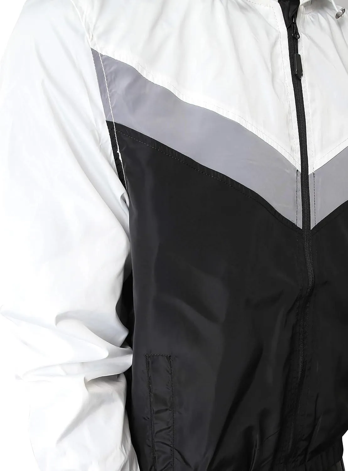 Hat and Beyond Mens Windbreaker Lightweight Two Tone Hooded Slim Fit Jacket