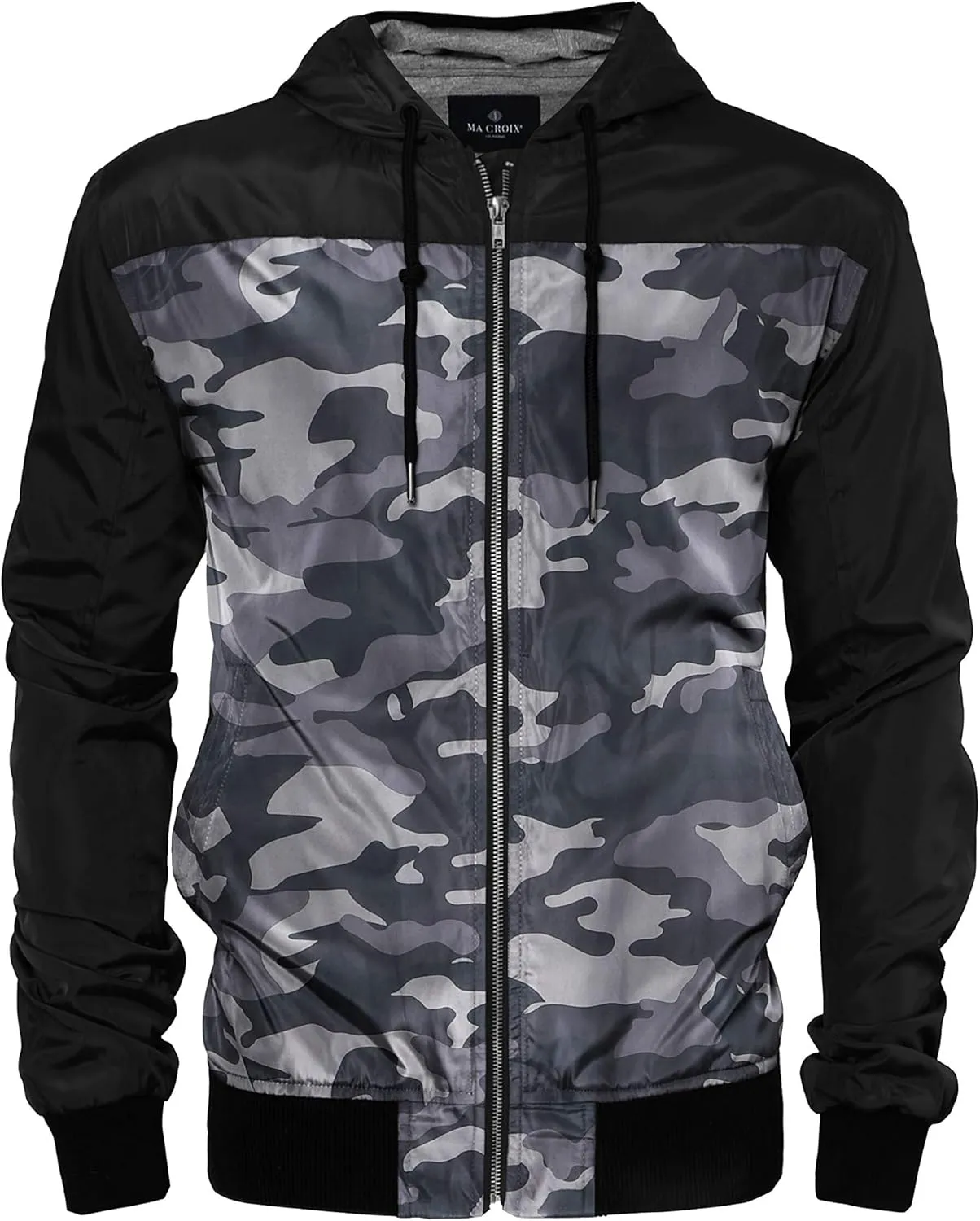 Hat and Beyond Mens Windbreaker Lightweight Two Tone Hooded Slim Fit Jacket
