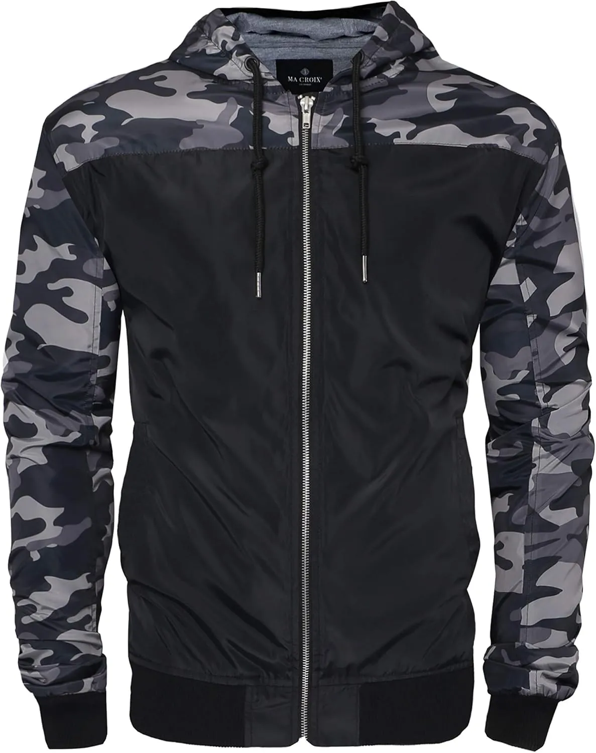 Hat and Beyond Mens Windbreaker Lightweight Two Tone Hooded Slim Fit Jacket