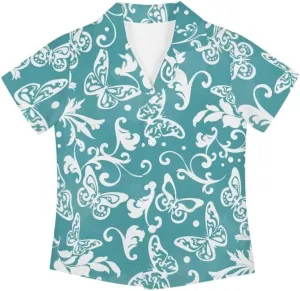 Hawapod Short Sleeves Kid Hawaiian Shirt Cartoon Button Down Lightweight Quick Dry Boy Hawaiian Shirt