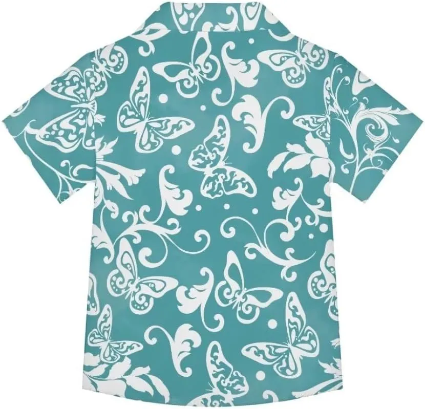 Hawapod Short Sleeves Kid Hawaiian Shirt Cartoon Button Down Lightweight Quick Dry Boy Hawaiian Shirt