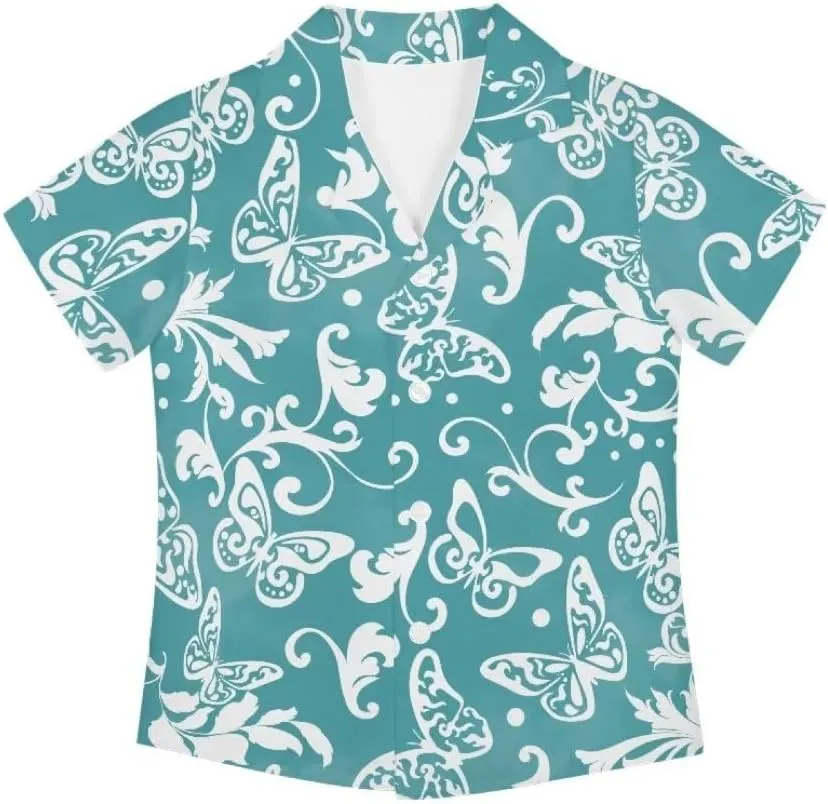 Hawapod Short Sleeves Kid Hawaiian Shirt Cartoon Button Down Lightweight Quick Dry Boy Hawaiian Shirt