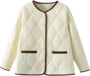hlysgo Womens Lightweight Jackets Long Sleeve Casual Padded Cotton Coat Fall Fashion Quilted Jackets Spring Outerwear