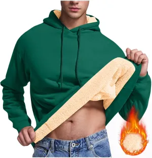 Hoodies for Men Heavyweight Fleece Lined Hoodie Thick Winter Pullover Warm Hooded Sweatshirt Thermal Windproof Jacket